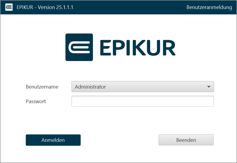 Anmeldung als Administrator