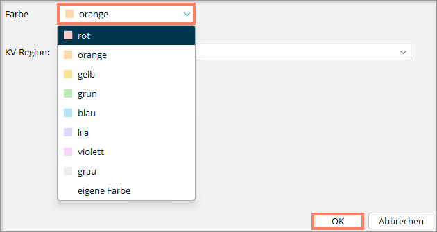 Farbauswahl für den Kalender