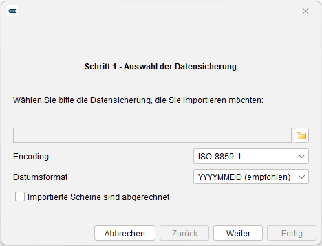 Auswahl der Abrechnungsdatei mit der Endung .CON