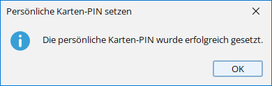 Zweite Bestätigung der Freischaltung der Karten-PIN. Bestätigung der Karten-PIN-Freischaltung