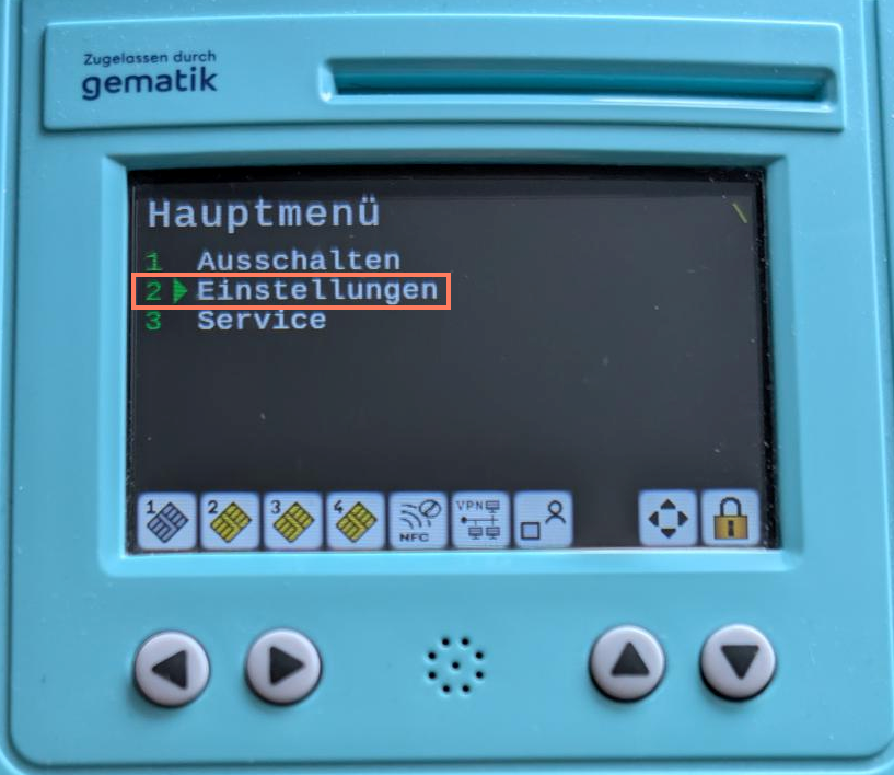 Hauptmenü, Punkt 2 Einstellungen