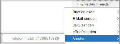 Über Nachricht senden und Anrufen starten Sie einen Anruf.