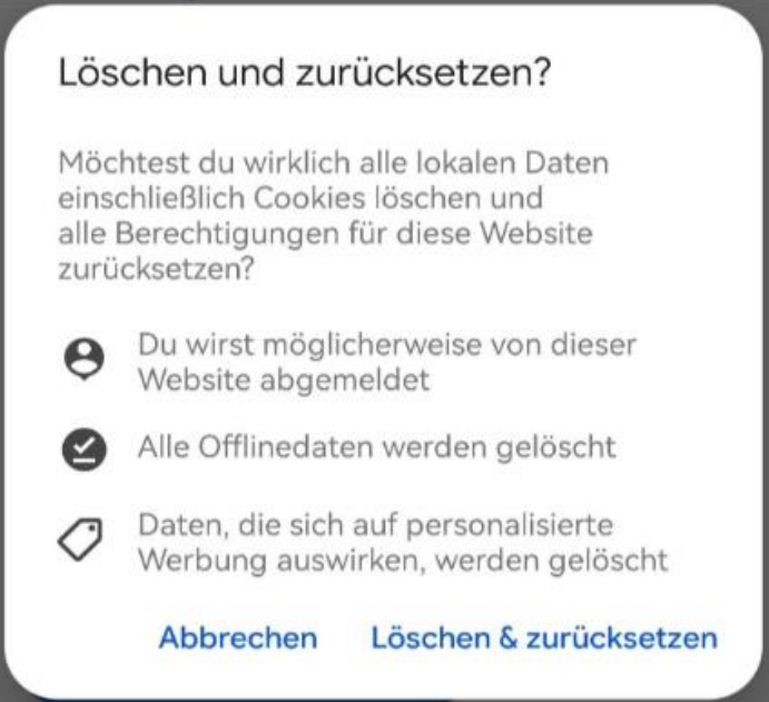 Löschen und zurücksetzen der App