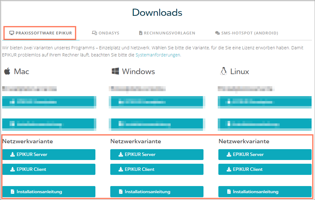 Downloadbereich im Kundenportal