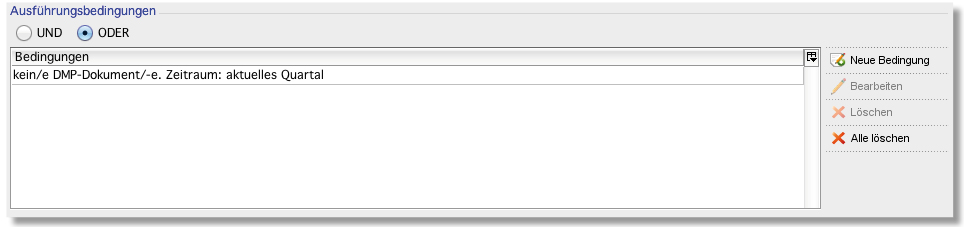 Ausführungsbedingungen des DMP-Recalls