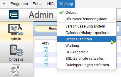 Menüpfad Hilfe > Script ausführen