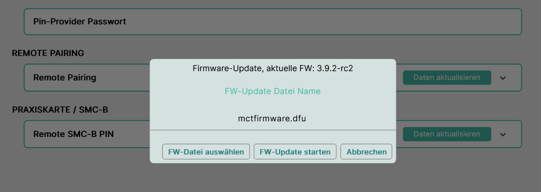 Schaltfläche Abbrechen nach abgeschlossenem Update