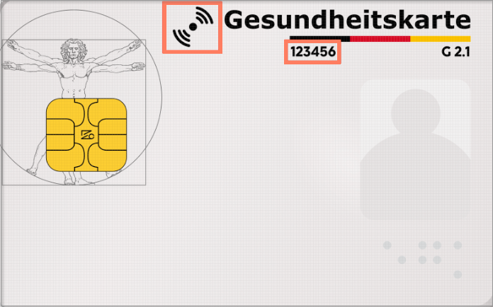 Das NFC-Symbol auf der Vorderseite kennzeichnet eine eGK mit NFC-Funktion.