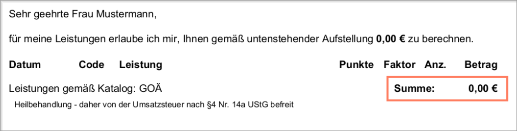 Prüfung der verbleibenden Leistungen und Diagnosen in der Rechnung