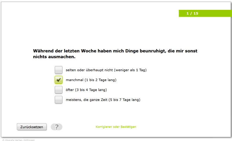 Den Fragebogen bearbeitet der Patient im Portal von Hogrefe.