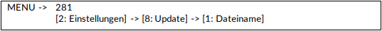 Unter Dateiname steht, nach welcher Datei das Kartenterminal auf dem USB-Stick sucht. Vorkonfigurierter Dateiname in den Kartenterminal-Einstellungen