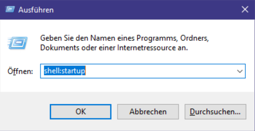 Die Verknüpfung im Autostart-Ordner startet die Serveroberfläche bei der Anmeldung. Verknüpfung zu Epikur4Server.exe im Windows-Autostart-Ordner