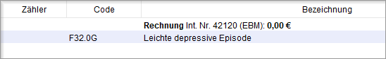 Nach der Diagnose erscheint das Angebot, die Rechnung für die Krankenkasse anzulegen. Angebot zum Anlegen einer Rechnung nach der Diagnosestellung