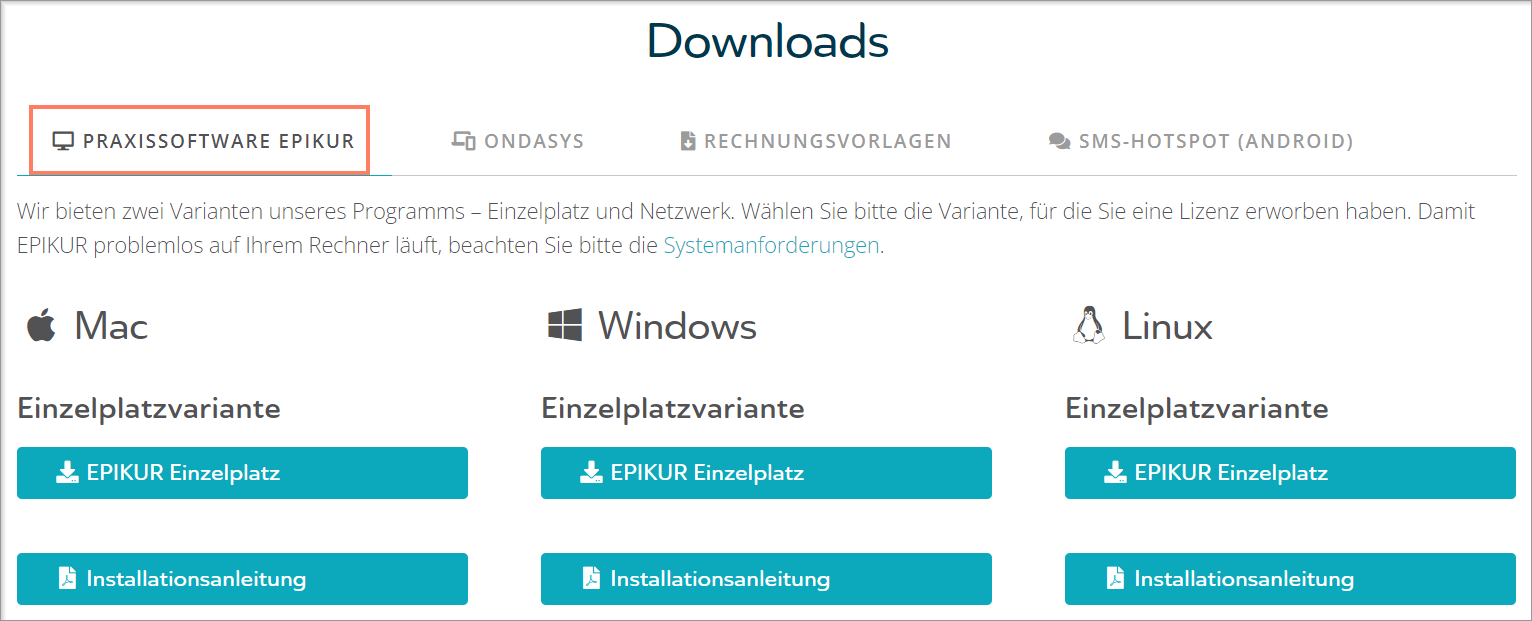 Downloadbereich im Kundenportal