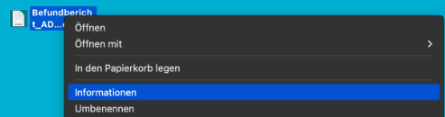 Rechtsklick auf eine Datei