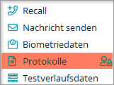 Über Protokolle erreichen Sie die Ausgabe der Sitzungsprotokolle. Schaltfläche Protokolle in der Patientenakte