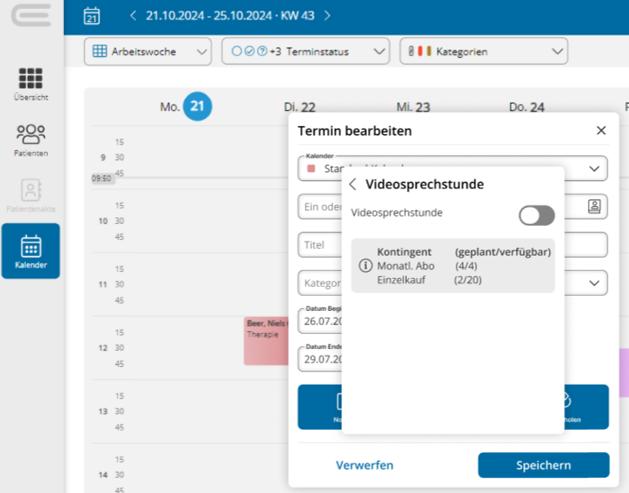Kamera-Symbol in der Terminmaske der Therapeuten-App