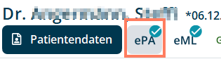 Die Dokumentenübersicht listet die Dokumente in der ePA des Patienten. Dokumentenübersicht der ePA