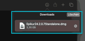 Download der Einzelplatzvariante für macOS Der Download erfolgt automatisch