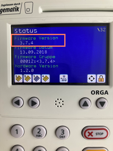 Anzeige der Firmware-Version im Status-Menü