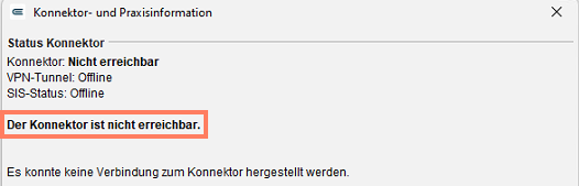 Die TI-Ampel meldet, dass der Konnektor nicht erreichbar ist. Konnektor ist nicht erreichbar