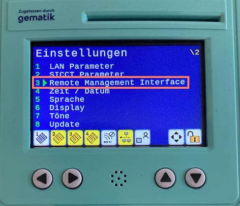 Einstellungen, Punkt 3 Remote Management Interface