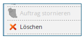 Über Löschen in der Aktionsleiste entfernen Sie einen erledigten Auftrag. Auftrag löschen über die Aktionsleiste