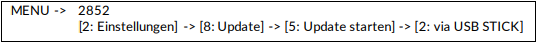 Updatevorgang im Menü des Kartenterminals starten