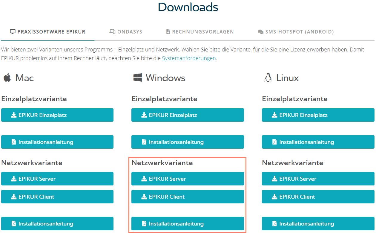 Downloadbereich im EPIKUR Kundenportal