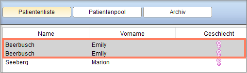 Mit gedrückter Taste wählen Sie beide Akten derselben Person aus.