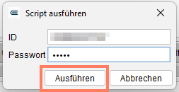 ID und Passwort sind eingetragen. Eingabe von ID und Passwort