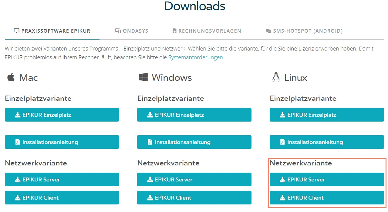 Im Kundenportal laden Sie das Installationspaket für Linux herunter.