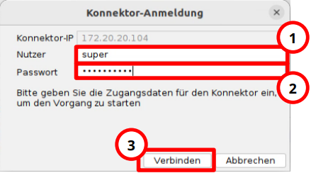 Eingabe der Konnektor-Zugangsdaten