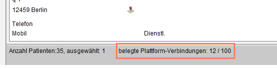 Unten links sehen Sie, wie viele Plattformverbindungen belegt sind. Anzahl der belegten Plattformverbindungen am linken unteren Bildschirmrand