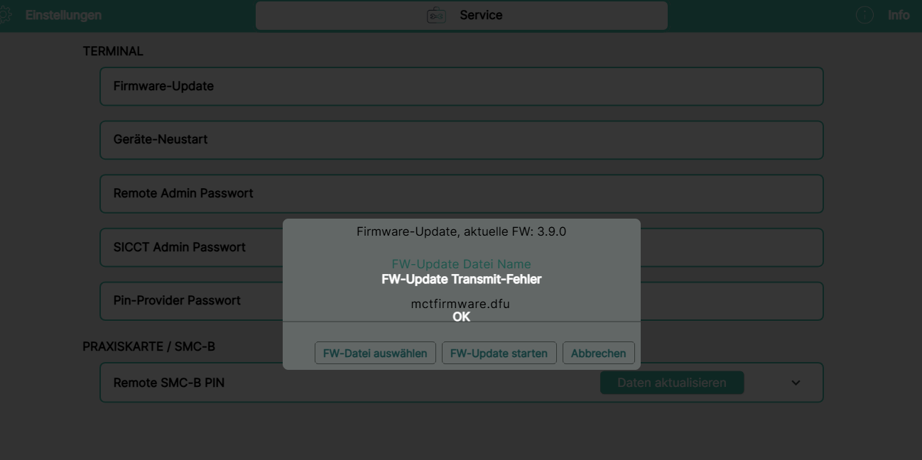 Fehlermeldung beim Firmware-Update
