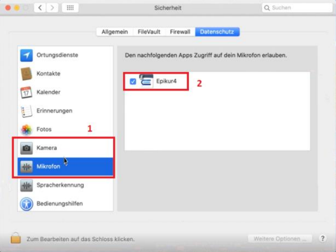 Datenschutzberechtigungen für das Mikrofon