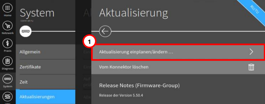 Hier planen Sie die Aktualisierung des Konnektors ein. Einplanen der Aktualisierung