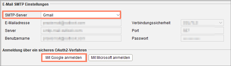 SMTP-Einstellungen für Gmail