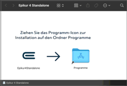 Das EPIKUR-Symbol ziehen Sie in den Ordner Programme. EPIKUR verschieben