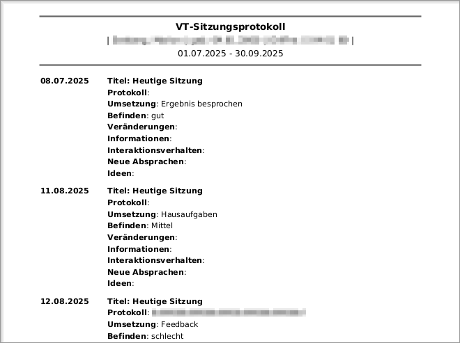 Die Sitzungsprotokolle erscheinen als PDF-Datei, die Sie speichern und drucken können. Protokollliste als PDF-Datei