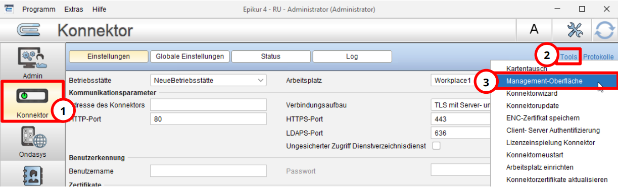 Die Anmeldung als Administrator in EPIKUR. EPIKUR-Anmeldung