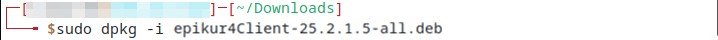 Der Installationsbefehl für den Client im Terminal.