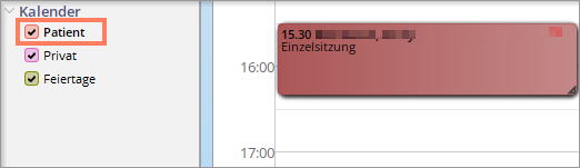 Die Termine des markierten Kalenders sind hervorgehoben. Kalenderansicht mit hervorgehobenem, markiertem Kalender