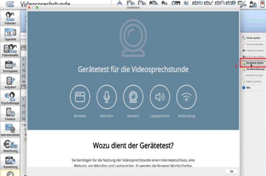 Gerätetest für die Videosprechstunde
