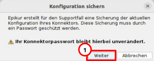 Dialog zur Sicherung der Konnektor-Konfiguration