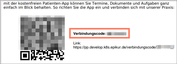 Einladung mit QR-Code und Verbindungscode