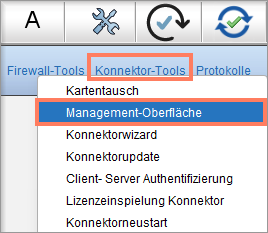 Auswahl der Management-Oberfläche im Menü Konnektor-Tools