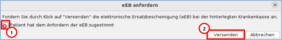 Die Zustimmung des Patienten bestätigen Sie mit dem Kontrollkästchen.