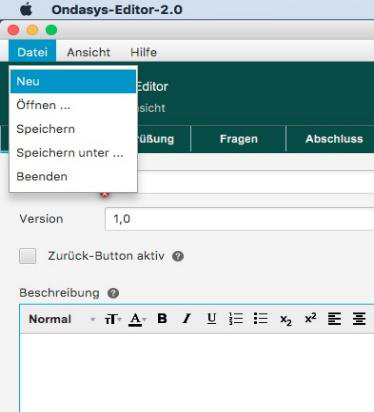 Registerkarte Fragen mit Übersichtsfenster und Bearbeitungssymbol