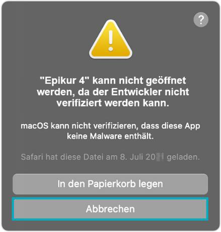Meldung zur Schadsoftwareprüfung